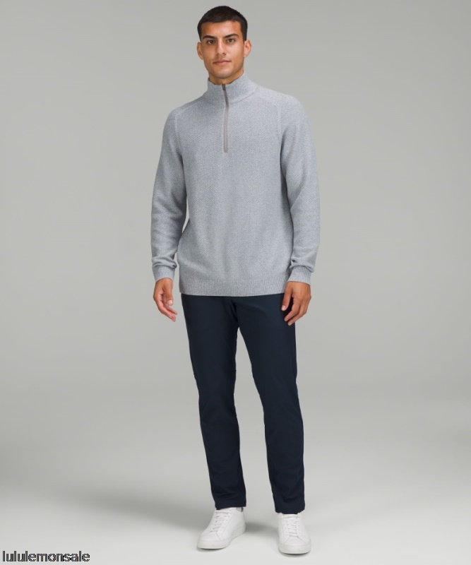 Lululemon Deutschland DELULU936 | Strukturierter Strickpullover Mit Halbem Reißverschluss Möwengrau Meliert